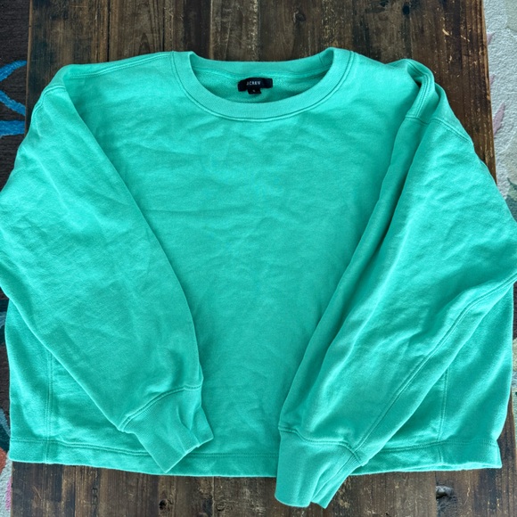 J. Crew University Terry Crewneck Sweatshirt in Classic Green - Picture 2 of 8